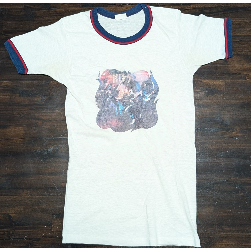 GRAIL VTG 1975 KISS Alive! Tour Album Shirt Size S Rock Band Tee Ringer 70s